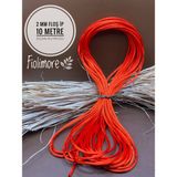Floş Ip Neon Sarı Renk (Sıçan Kuyruğu) 2 mm 10 Metre Takı Bileklik Ipi - Kırmızı