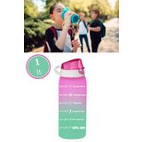 Flosoft 1 litre Çift Renk Suluk, Okul ve Sporcu Matarası, Motivasyonel Su Şişesi 1000ml Pembe