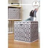 Flosoft 2 Adet Dolap Raf Organizer, Saklama Kutusu, Çamaşır Oyuncak Düzenleyici 30X30X30 cm 2’li Set - Kahverengi - 30x60x60 cm