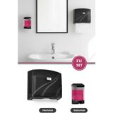 Flosoft 200’LÜ Z Katlamalı Kağıt Havluluk Dispanseri + Banyo Mutfak Duvara Monte Sıvı Sabunluk Siyah Seri - 25