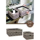 Flosoft 2’li Dolap Raf Çekmece Içi Düzenleyici, Çok Amaçlı Dekoratif Organizer Kutu 2’li Set - Kahverengi - 2'li - 28 x 16 x 14 cm