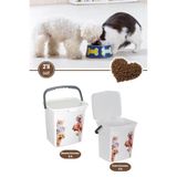 Flosoft 2’li Evcil Hayvan Mama ve Kum Kovası Seti, Kapaklı Kulplu Kedi Köpek Mama Kum Saklama Kabı Kutu 6lt