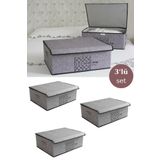 Flosoft 3 ADET Keçe Kapaklı Baza Hurcu, Çok Amaçlı Düzenleyici Organizer 50x40x19 Cm GRİ