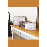 Flosoft 3'lü Çok Amaçlı Düzenleyici, Bavul Içi Düzenleyici Seyahat Çantası, Dolap Içi Organizer - Kahverengi - 36x13x27 cm