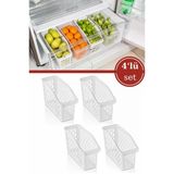 Flosoft 4 Adet Buzdolabı Sepeti, Mutfak Banyo Dolap Içi Düzenleyici Organizer 4’lü Set (13X30X16CM)