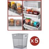 Flosoft 5 Adet Buzdolabı Düzenleyici, Çok Amaçlı Kutu, Çekmece Dolap Içi Organizer 5’li Set Antrasit - Renk