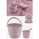 Flosoft Bebek Banyo Su Kovası ve Maşrapası Seti, Saplı Oluklu Kova 13lt ve Maşrapa 1,5lt 2’li Set