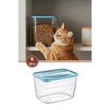 Flosoft Evcil Hayvan Kuru Mama Saklama Kabı 6 Litre, Şeffaf Gövdeli Kedi Köpek Mama Kutusu BPA İçermez