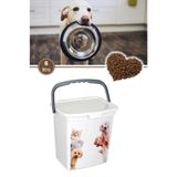 Flosoft Evcil Hayvan Mama Kovası, Kapaklı Kulplu Kedi Köpek Mama Saklama Kabı Kutusu 6lt