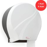 Flosoft Jumbo Tuvalet Kağıdı Dispenseri Buz Beyazı - (F165B) x 8 Adet