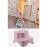 Flosoft Kaydırmaz Çocuk Taburesi Çift Basamaklı, Çocuk Banyo Lavabo Merdiven Yükseltici Pembe