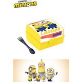 Flosoft Lisanslı Minions Beslenme Kutusu, Desenli 3 Bölmeli Kilitli Çatal-Kaşıklı Okul Beslenme Kabı - Renkli