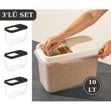 Flosoft Multibox 10 Lt Kaydırak Kapaklı Erzak Saklama Kabı 3’lü Set 3X10LT Füme - Renk - Şeffaf