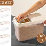 Flosoft Multibox 10 Lt Kaydirak Kapakli Erzak Saklama Kabi 3’Lu Set 3X10lt Krem