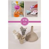 Flosoft Silikon Yağdanlık Şişe Tıpası 3 Adet + Mini Huni 1 Adet - Renk - Renkli