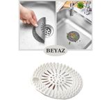 Flosoft Süzgeçli Lavabo Banyo Küvet Tıkacı, Yuvarlak Evye Küvet Banyo Gider Kapağı Beyaz