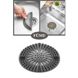 Flosoft Süzgeçli Lavabo Banyo Küvet Tıkacı, Yuvarlak Evye Küvet Banyo Gider Kapağı Füme
