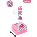 Flosoft Unicorn Matara ve Beslenme Kutusu, Desenli 3 Bölmeli Okul Beslenme Kabı ve Suluğu 2’li Set