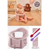 Flosoft Vakumlu Bebek Banyo & Mama Oturağı + Silicolife 2 Adet Silikon Mama Kaşığı Hediye Pembe
