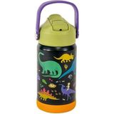 Floss & Rock Paslanmaz Çelik Pipetli Suluk - Dino - Renkli