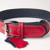 Flotter Hakiki Deri Köpek Boyun Tasması S Kırmızı Lacivert 2,5X32-41 cm
