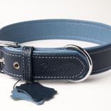Flotter Hakiki Deri Köpek Boyun Tasması XXS Mavi Lacivert 2,5x22-30 cm