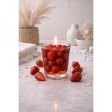 Flow Home Dekoratif Çilek Kokulu Lüks Jel Mum & El Yapımı Mum, Şık Ev Hediyesi,ev Süsü 330 G - Kırmızı - Standart