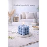 Flow Home Dekoratif Lüks Soya Mum, El Yapımı Doğal Mum, Uzun Yanma Süreli Şık Ev Hediyesi, Ev Süsü Mavi 140 G - Standart
