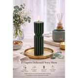 Flow Home Dekoratif Lüks Soya Mum,el Yapımı Doğal Mum,uzun Yanma Süreli Modern Ev Hediyesi,ev Süsü Yeşil 340G - Standart