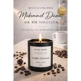 Flow Home Kahve Kokulu Mum 200 G – Siyah Lüks Cam Bardak, Yoğun Koku, Aromaterapi Mum, Uzun Yanış - 1