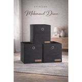 Flow Home Saklama Sepeti Dolap Organizer Katlanabilir Raf Gardırop Düzenleyici Kıyafet Saklama Kutusu Siyah - 000-Siyah - 3'lü