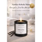 Flow Home Vanilya Kokulu Mum 200 G – Siyah Lüks Cam Bardak, Yoğun Koku, Aromaterapi Mum, Uzun Yanış - 1