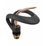 Flow Lavabo Bataryası Şelale Çıkışlı Mat Siyah Rose Gold Pirinç Gövde Banyo Bataryası 20 Cm