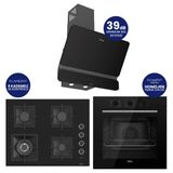 Flowart Turbolu Amörtisörlü Silenart Siyah Cam Ankastre Set ( 65 Cm Woklu Ocak) Qbl62cs - Sc405 - D080sa