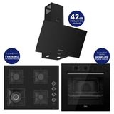 Flowart Turbolu Siyah Cam Ankastre Set ( 65 Cm Woklu Ocak) Qbl62cs - Sc405 - D086sa