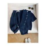 FLOWER BABY Kısa kollu pantolon bebek çocuk çift katlı müslin takım