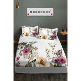 Flower Shower Lastikli Çarşaf %100 Pamuk Oeko-Tex Sertifikalı 3D Dijital 60 Tel - Beyaz - 180 x 200
