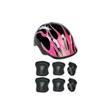 Flower Toys Çocuk Kask Dizlik Seti Scooter Paten Bisiklet Kaskı 3+ Pembe