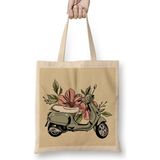 Flower Vespa Bez Çanta Uzun Saplı - Açık Bej - 40 X 40