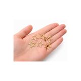 FlowerAksesuar 10 Adet - 22x22 Mm Kolye Ucu Yıldız, Charm Yıldız, Küpe Ucu Yıldız, Star Kolye Ucu, Ham Pirinç