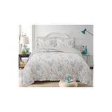 Flowers Çift Kişilik Yatak Örtüsü Seti 240x260cm - Volanlı 2 Yastıklı%100 Polyester Mavi - Pembe