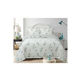 Flowers Çift Kişilik Yatak Örtüsü Seti 240x260cm - Volanlı 2 Yastıklı%100 Polyester Yeşil Beyaz