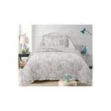 Flowers Tek Kişilik Yatak Örtüsü Seti 180x240cm - Volanlı Yastıklı%100 Polyester Modern Dekoratif Mavi Pembe
