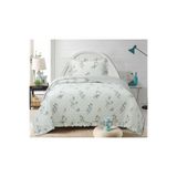 Flowers Tek Kişilik Yatak Örtüsü Seti 180x240cm - Volanlı Yastıklı%100 Polyester Modern Dekoratif Yeşil Beyaz