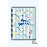 Flowery Paper Tarif defteri Bon Apetiit Laminasyonlu Sert Kapak 50 yaprak/100 sayfa, Konsept defter, Notepad