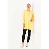 Flowist Kadın Büyük Beden Sarı Basic Likralı Tunik