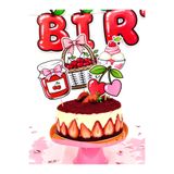 Flu Party Cherry Temalı Pasta Süsü – Doğum Günü Pasta Dekoru