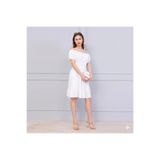 Flubutik Kadın Karpuz Kol Kısa Elbise Sade Beyaz