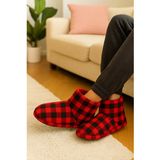 Fluffy 9784560165 Polar Ekose Baskılı, İçi Peluş, Kalın Ve Kaydırmaz Taban Erkek Ev Pandufu Botu