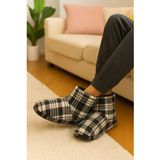 Fluffy 978846532032 Polar Ekose Baskılı, İçi Peluş, Kalın Ve Kaydırmaz Taban Erkek Ev Pandufu Botu